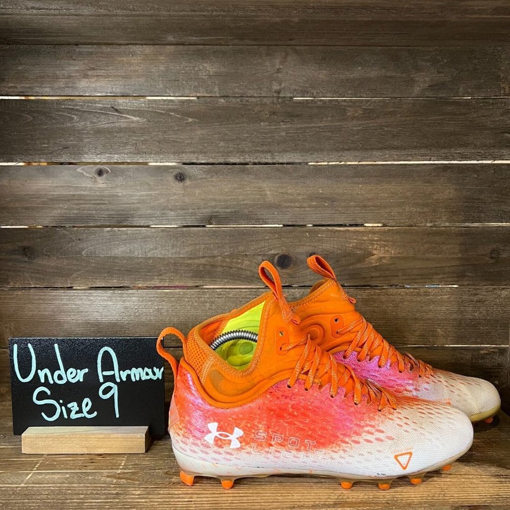 Mens Under Armour UA Spotlight Lux MC 2.0 Orange Football Cleats Shoes Size 9 D